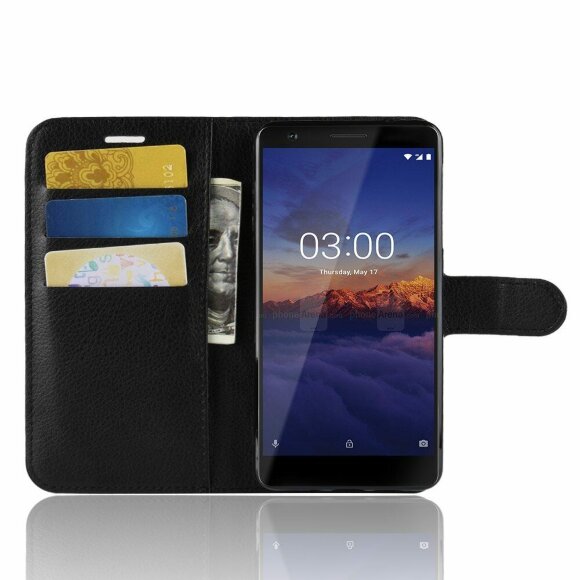 Чехол с визитницей для Nokia 3.1 (черный) Чехол с визитницей для Nokia 3.1 (черный)