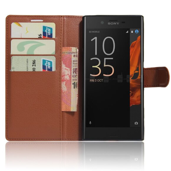 Чехол с визитницей для Sony Xperia XZ / XZs (коричневый)