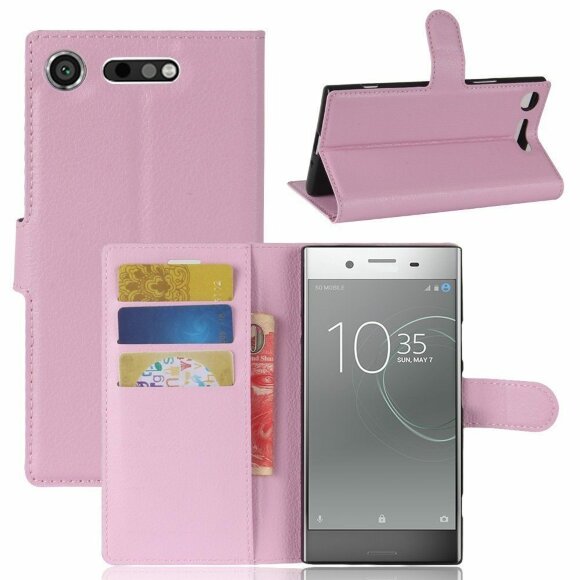 Чехол с визитницей для Sony Xperia XZ1 (розовый)