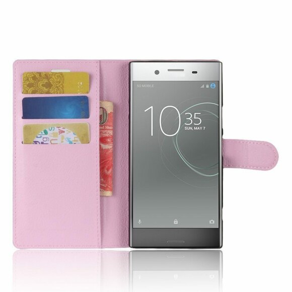 Чехол с визитницей для Sony Xperia XZ1 (розовый) Чехол с визитницей для Sony Xperia XZ1 (розовый)