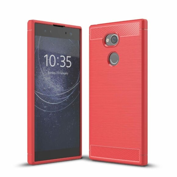 Чехол-накладка Carbon Fibre для Sony Xperia XA2 Ultra (красный)