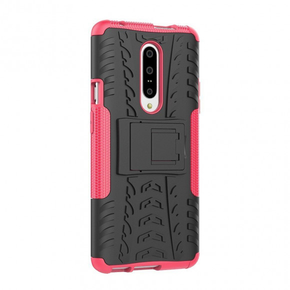 Чехол Hybrid Armor для OnePlus 7 Pro (черный + розовый)