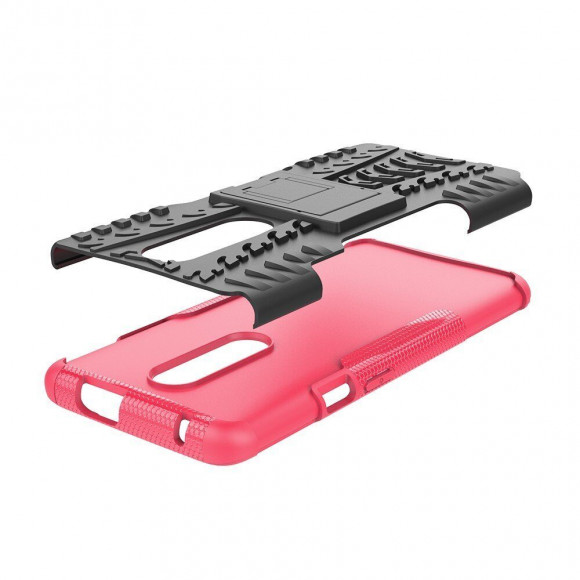 Чехол Hybrid Armor для OnePlus 7 Pro (черный + розовый)