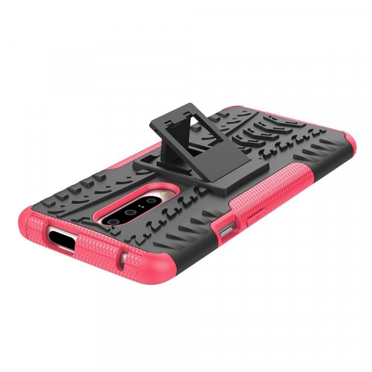 Чехол Hybrid Armor для OnePlus 7 Pro (черный + розовый)