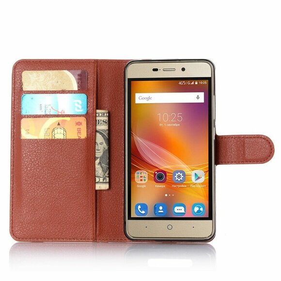 Чехол с визитницей для ZTE Blade X3 (коричневый)