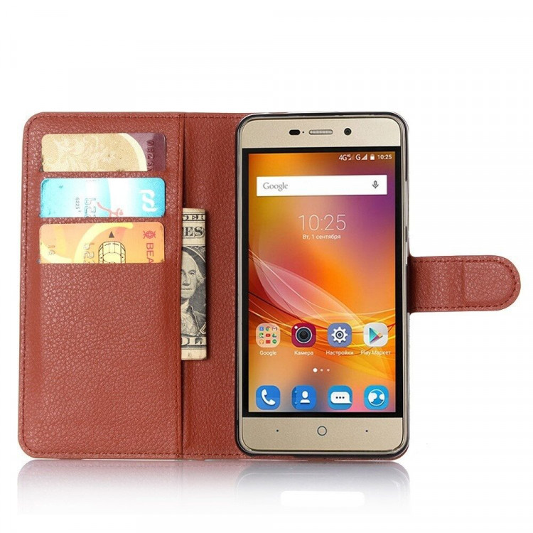 Чехол с визитницей для ZTE Blade X3 (коричневый)