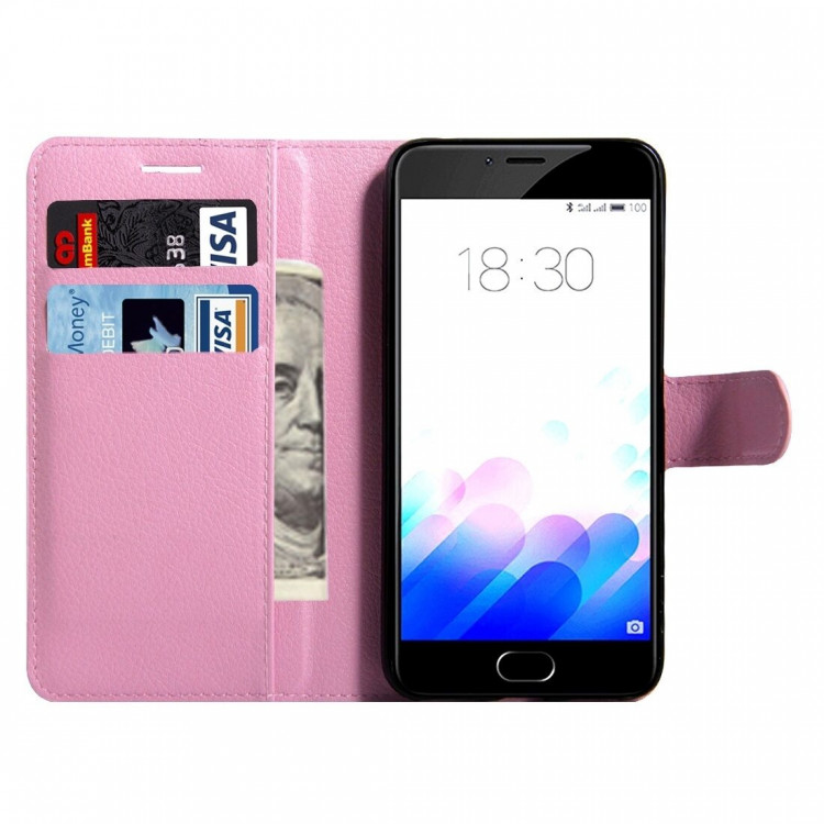 Чехол с визитницей для Meizu M3 / M3s (розовый)