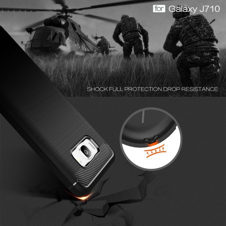Чехол-накладка Carbon Fibre для Samsung Galaxy J7 (2016) SM-J710F (черный)