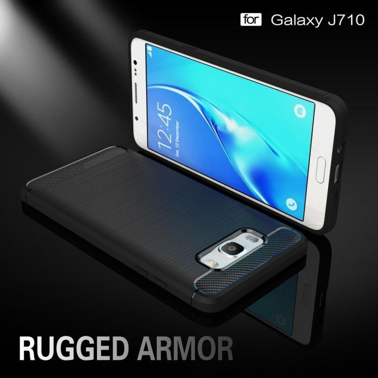 Чехол-накладка Carbon Fibre для Samsung Galaxy J7 (2016) SM-J710F (черный)