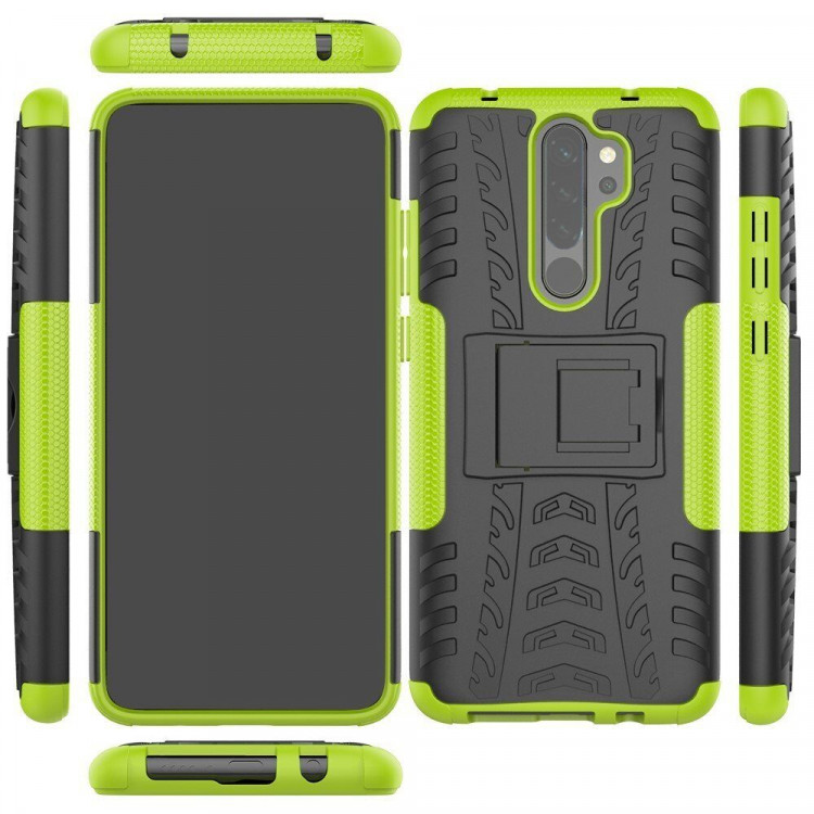 Чехол Hybrid Armor для Xiaomi Redmi Note 8 Pro (черный + зеленый)