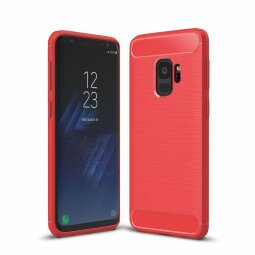 Чехол-накладка Carbon Fibre для Samsung Galaxy S9 (красный)
