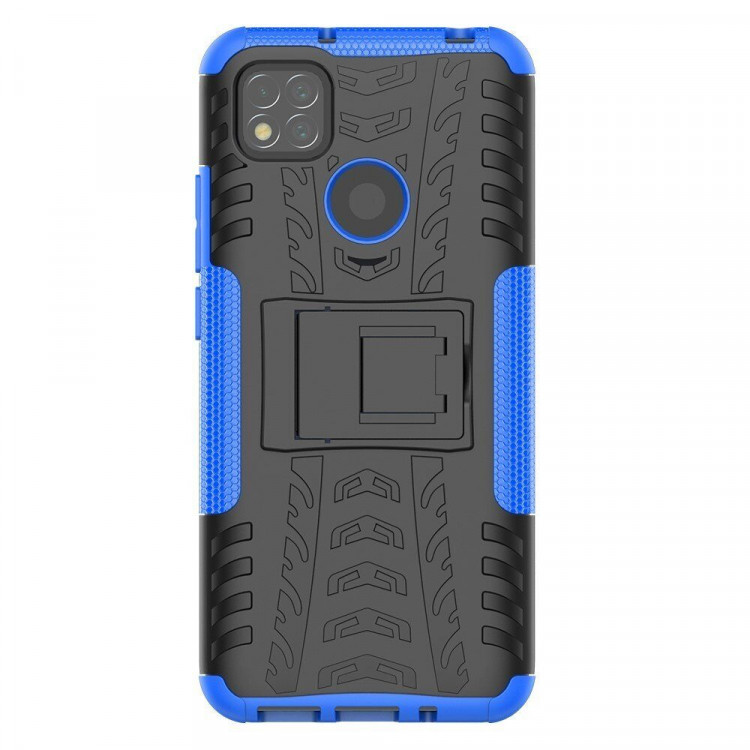 Чехол Hybrid Armor для Xiaomi Redmi 9C (черный + голубой)