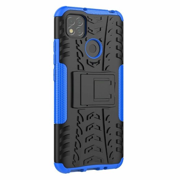 Чехол Hybrid Armor для Xiaomi Redmi 9C (черный + голубой)