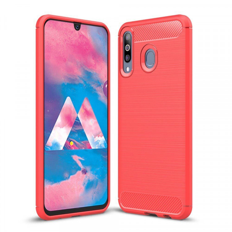 Чехол-накладка Carbon Fibre для Samsung Galaxy M30 / Galaxy A40s (красный)