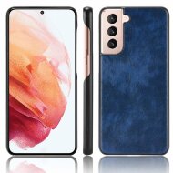 Кожаная накладка-чехол для Samsung Galaxy S21+ (Plus) (синий)