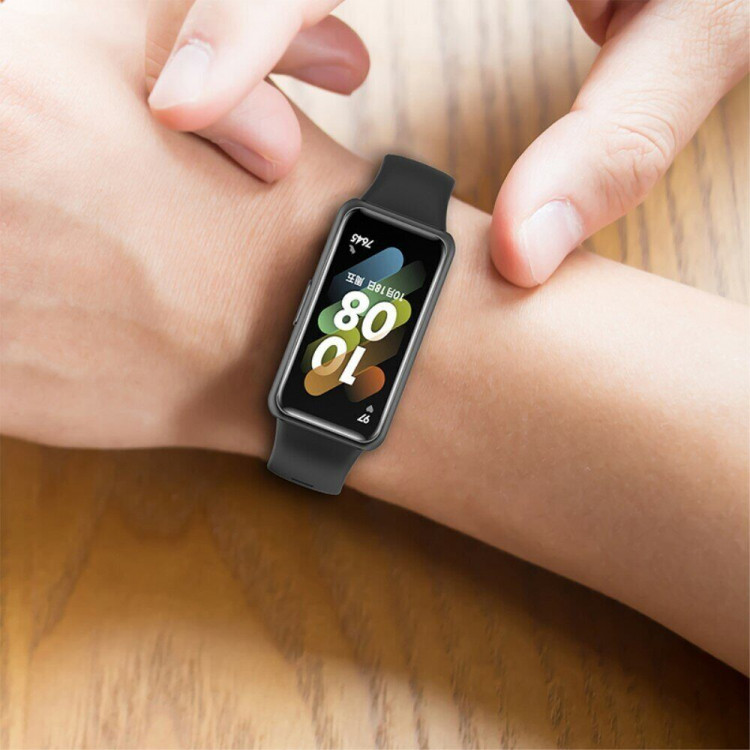 Силиконовый ремешок для Huawei Band 7 (серо-зеленый)