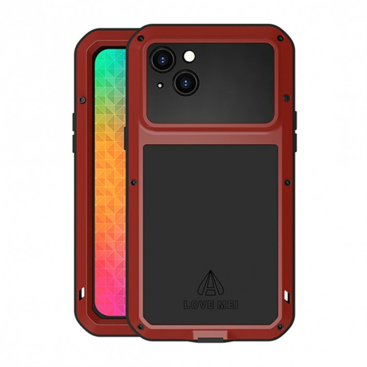 Гибридный чехол LOVE MEI для iPhone 14 Plus (красный)