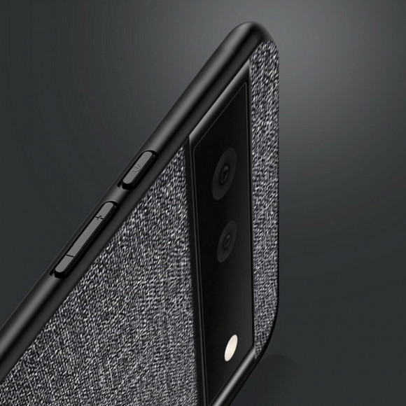 Чехол с тканевой текстурой PC+TPU для Google Pixel 6a (черный) Чехол с тканевой текстурой PC+TPU для Google Pixel 6a (черный)