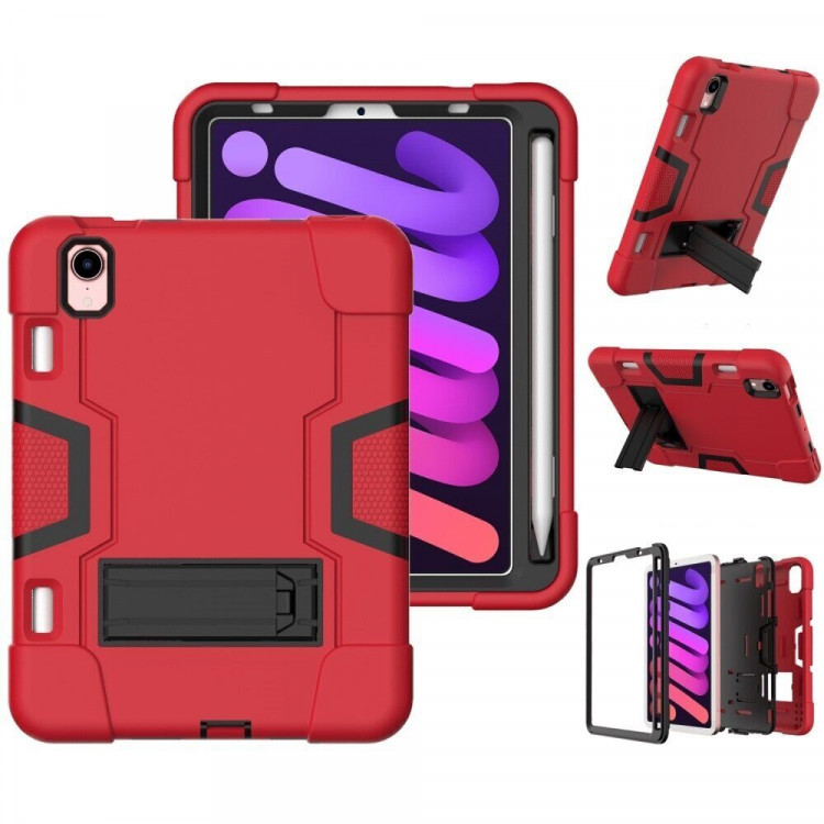 Гибридный TPU чехол для Apple iPad mini 6 (красный + черный)