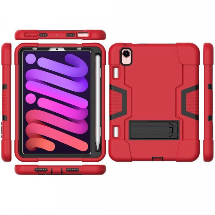 Гибридный TPU чехол для Apple iPad mini 6 (красный + черный)