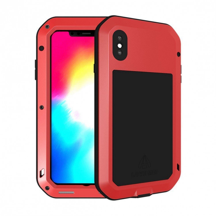 Гибридный чехол LOVE MEI для iPhone XS / X (красный)