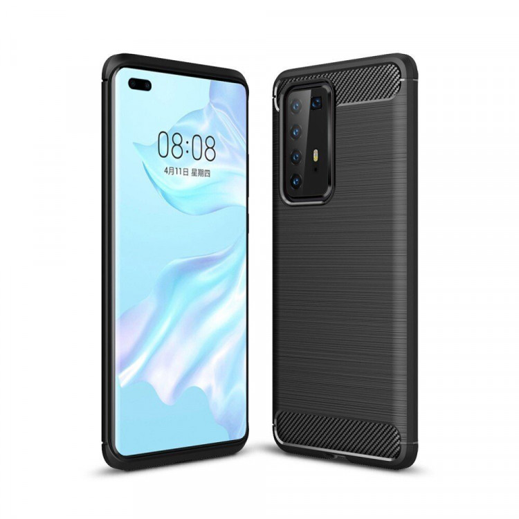 Чехол-накладка Carbon Fibre для Huawei P40 Pro (черный)