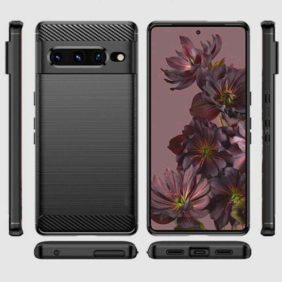 Чехол-накладка Carbon Fibre для Google Pixel 7 Pro (черный)