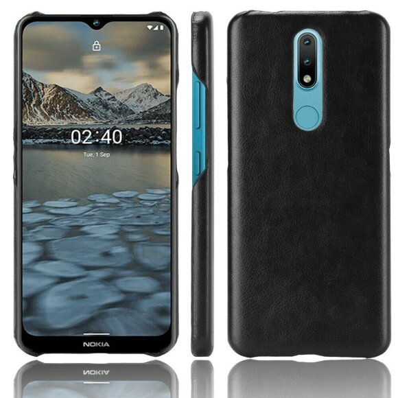 Кожаная накладка-чехол для Nokia 2.4 (черный) Кожаная накладка-чехол для Nokia 2.4 (черный)
