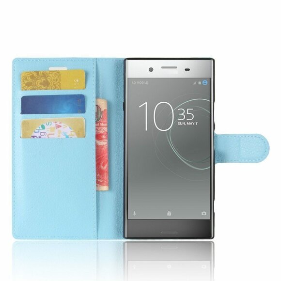 Чехол с визитницей для Sony Xperia XZ1 (голубой) Чехол с визитницей для Sony Xperia XZ1 (голубой)