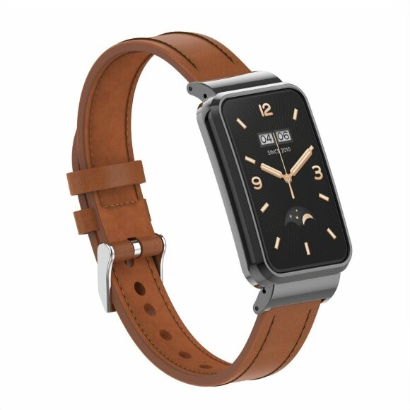 Кожаный ремешок для Xiaomi Smart Band 7 Pro (коричневый)