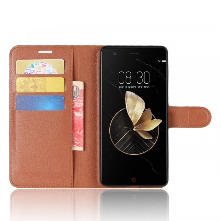 Чехол с визитницей для ZTE Nubia Z17 (коричневый)
