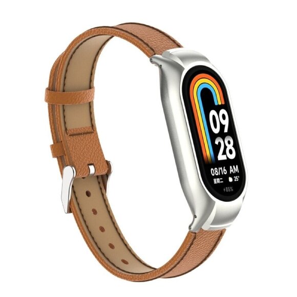 Кожаный ремешок для Xiaomi Mi Smart Band 8, Xiaomi Mi Band 8 (коричневый) Кожаный ремешок для Xiaomi Mi Smart Band 8, Xiaomi Mi Band 8 (коричневый)