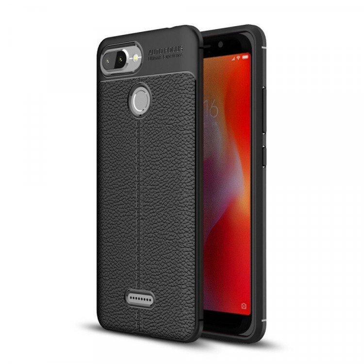 Чехол-накладка Litchi Grain для Xiaomi Redmi 6 (черный)