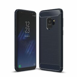 Чехол-накладка Carbon Fibre для Samsung Galaxy S9 (темно-синий)