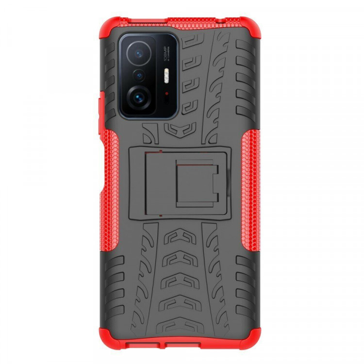 Чехол Hybrid Armor для Xiaomi 11T / Xiaomi 11T Pro (черный + красный)