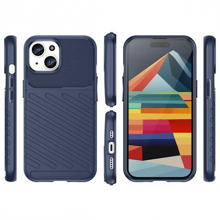 Чехол-накладка Thunder Series для iPhone 15 (темно-синий)