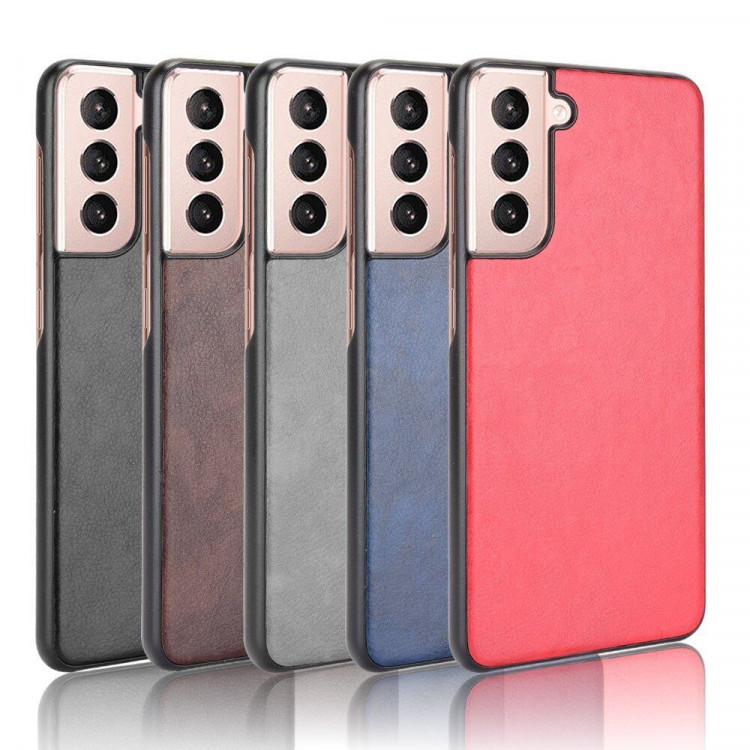 Кожаная накладка-чехол для Samsung Galaxy S21+ (Plus) (коричневый)