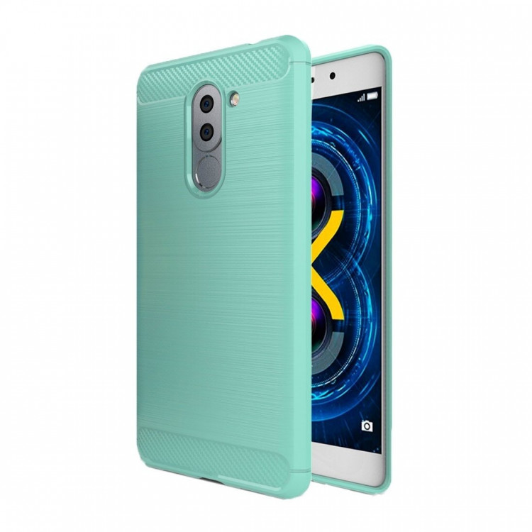Чехол-накладка Carbon Fibre для Huawei Honor 6x 2016 (сине-зеленый)
