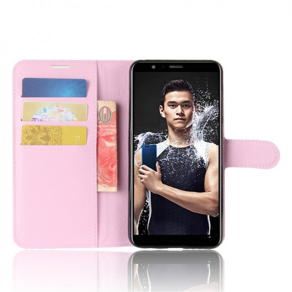 Чехол с визитницей для Huawei Honor 7X (розовый)
