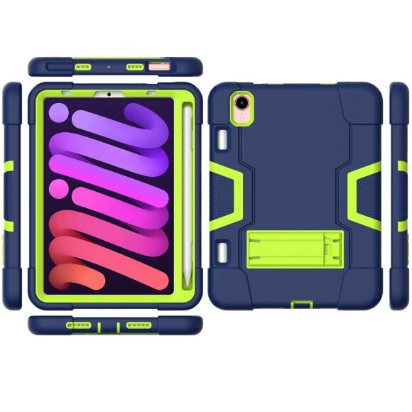 Гибридный TPU чехол для Apple iPad mini 6 (темно-синий + зеленый) Гибридный TPU чехол для Apple iPad mini 6 (темно-синий + зеленый)