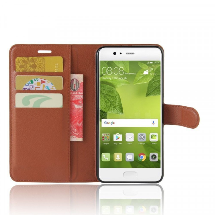 Чехол с визитницей для Huawei P10 Plus (коричневый)