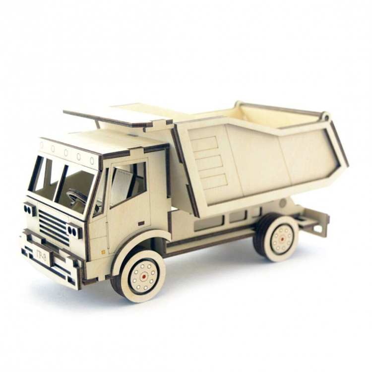 Конструктор 3D деревянный подвижный Lemmo Грузовик Самосвал