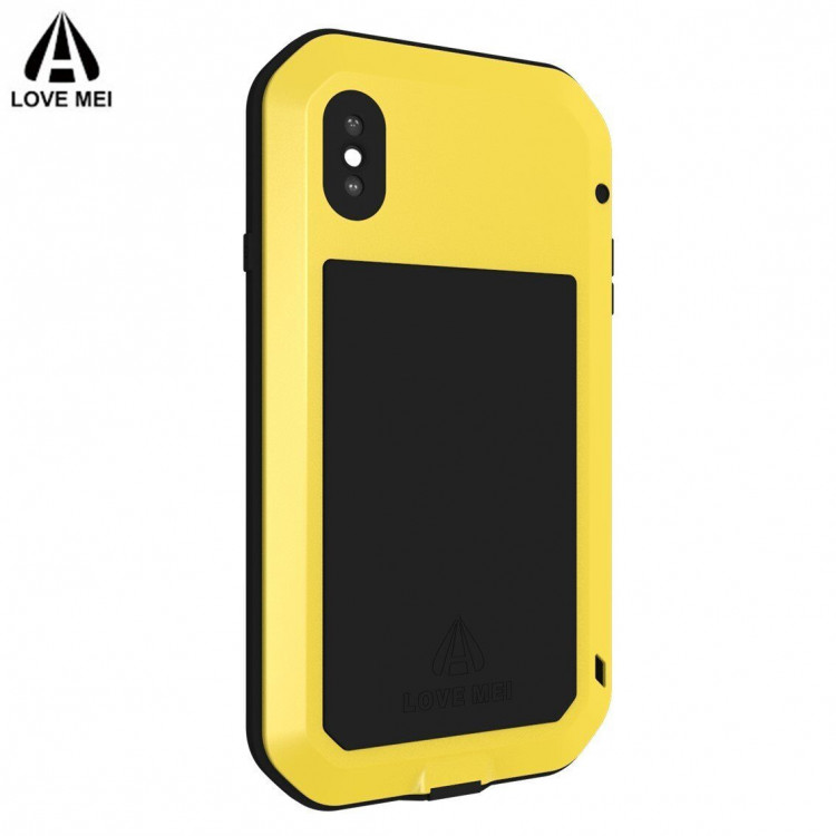 Гибридный чехол LOVE MEI для iPhone XS / X (желтый)