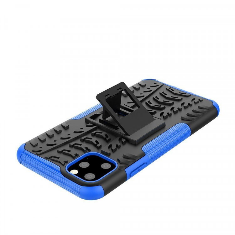 Чехол Hybrid Armor для iPhone 11 Pro Max (черный + голубой)
