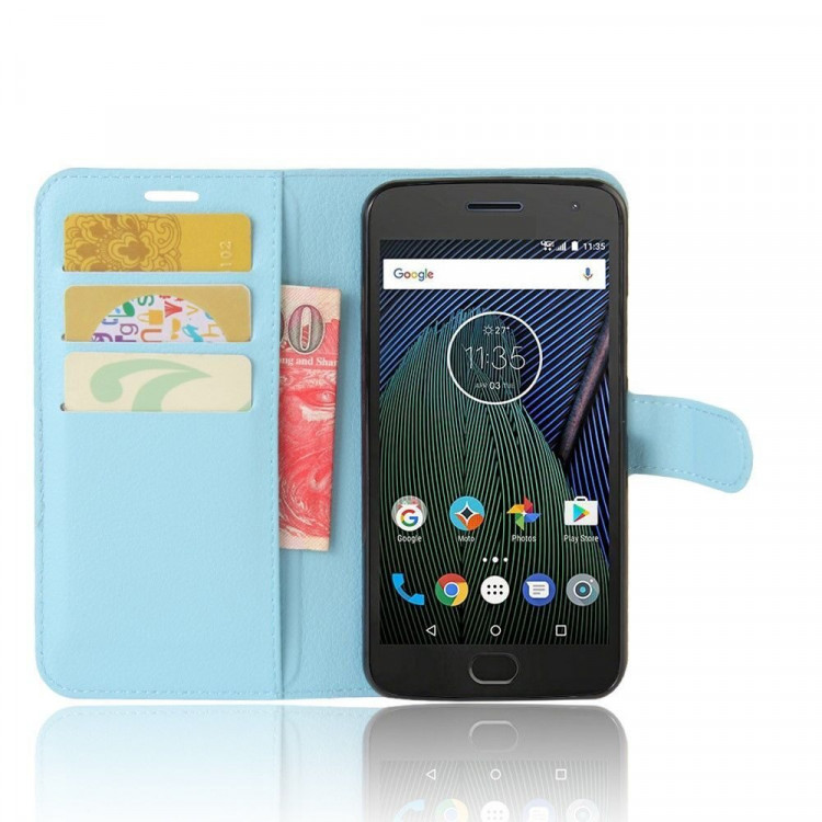 Чехол с визитницей для Motorola Moto G5 Plus (голубой)