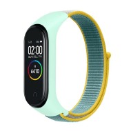 Нейлоновый ремешок для Xiaomi Mi Band 7 (голубой с желтой окантовкой)