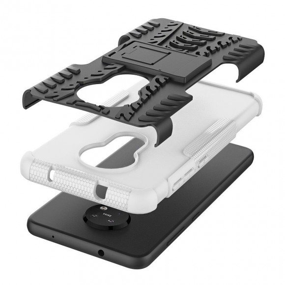 Чехол Hybrid Armor для Nokia 7.2 / Nokia 6.2 (черный + белый)