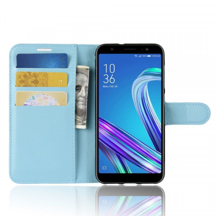 Чехол с визитницей для Asus ZenFone Max (M1) ZB555KL (голубой)