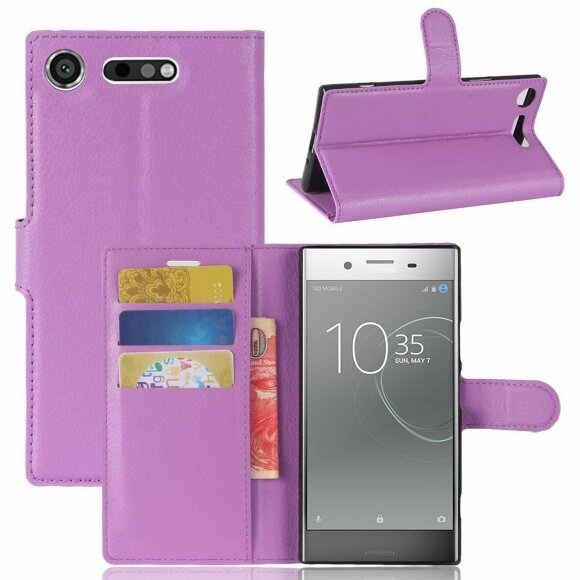 Чехол с визитницей для Sony Xperia XZ1 (фиолетовый)
