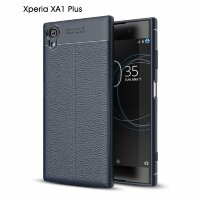 Чехол-накладка Litchi Grain для Sony Xperia XA1 Plus (темно-синий)